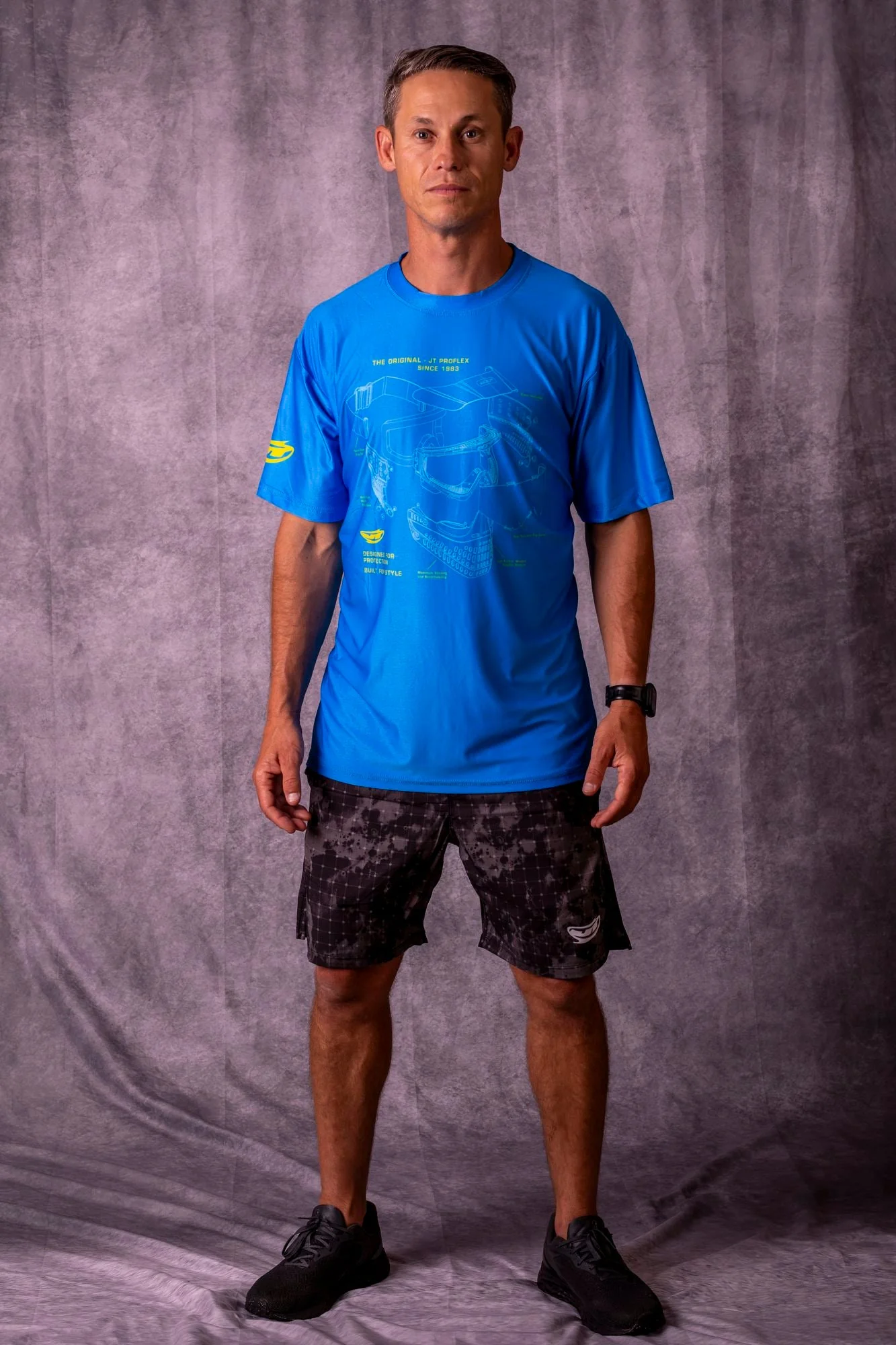 JT Stretchy Soft T Shirt  - Pro Flex Schematics - Blue - Image 2