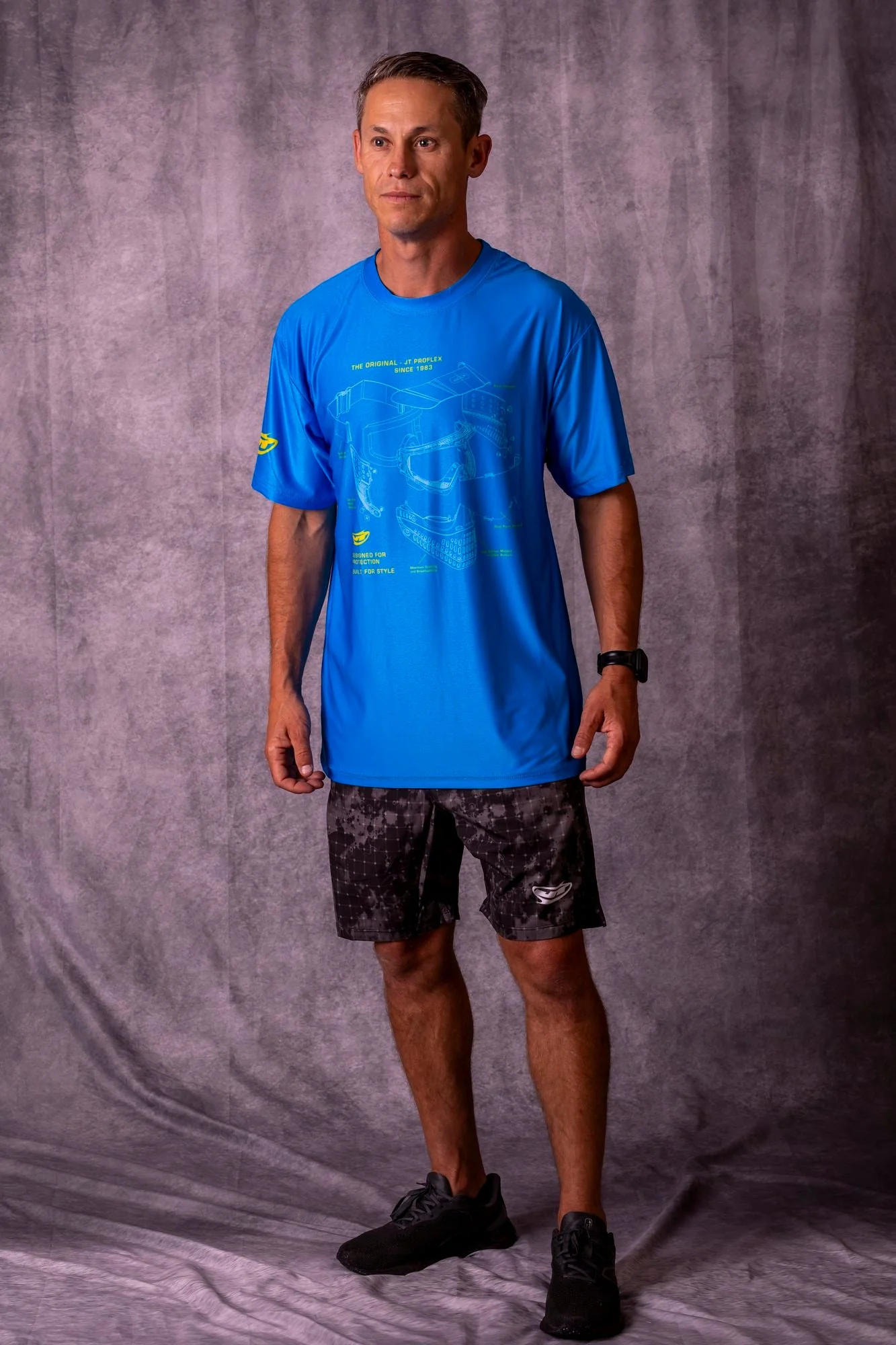 JT Stretchy Soft T Shirt  - Pro Flex Schematics - Blue - Image 3