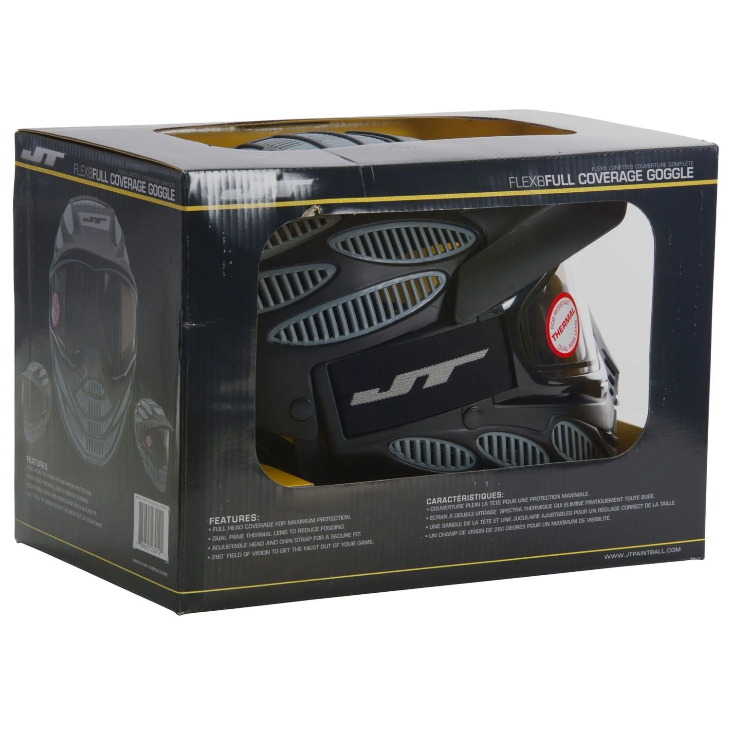 JT Flex 8 Black/Grey Full Cover Paintball Mask - Image 3