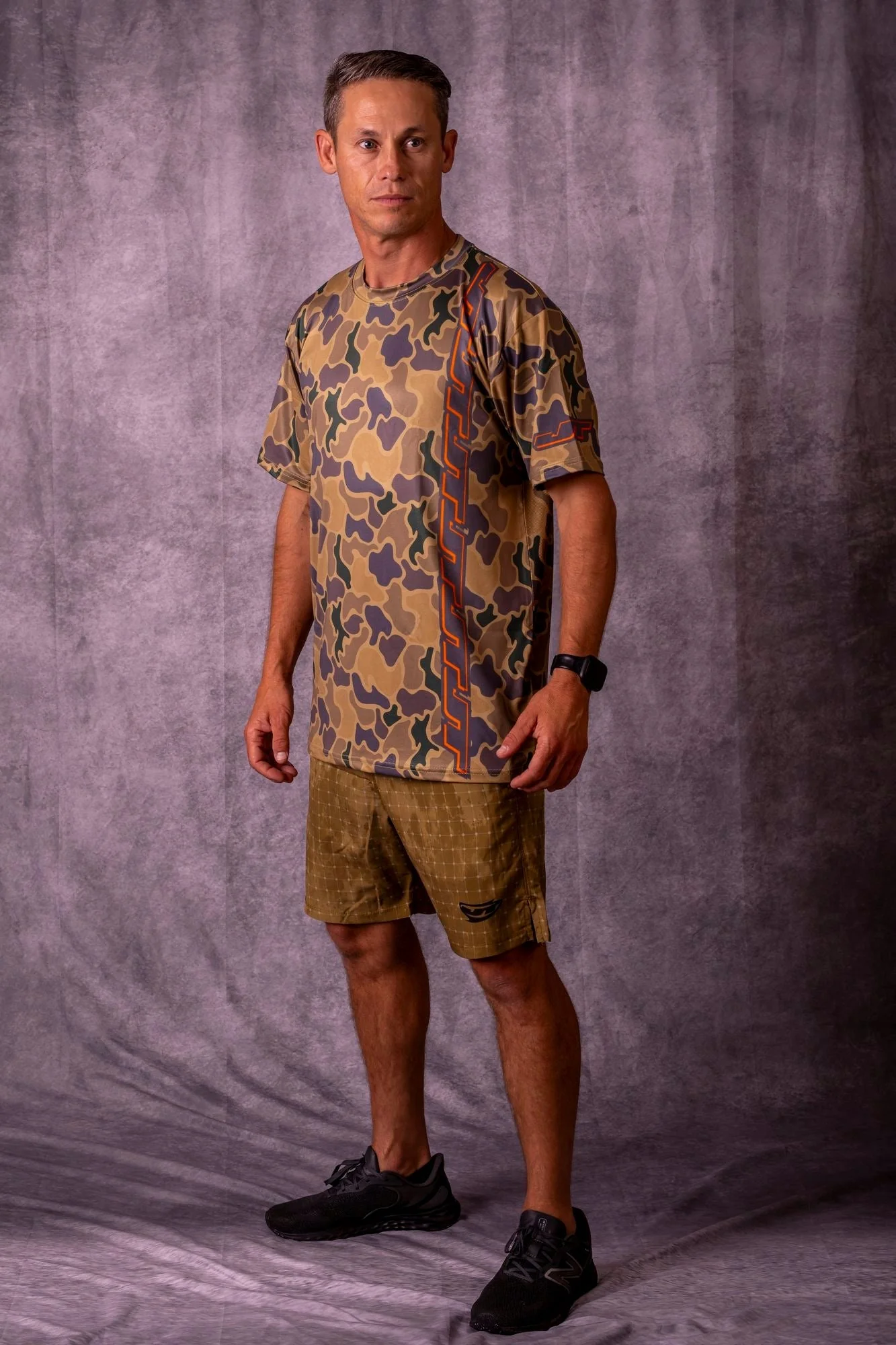 JT Stretch Air T-Shirt - Racing Camo - Hunter Orange - Image 2